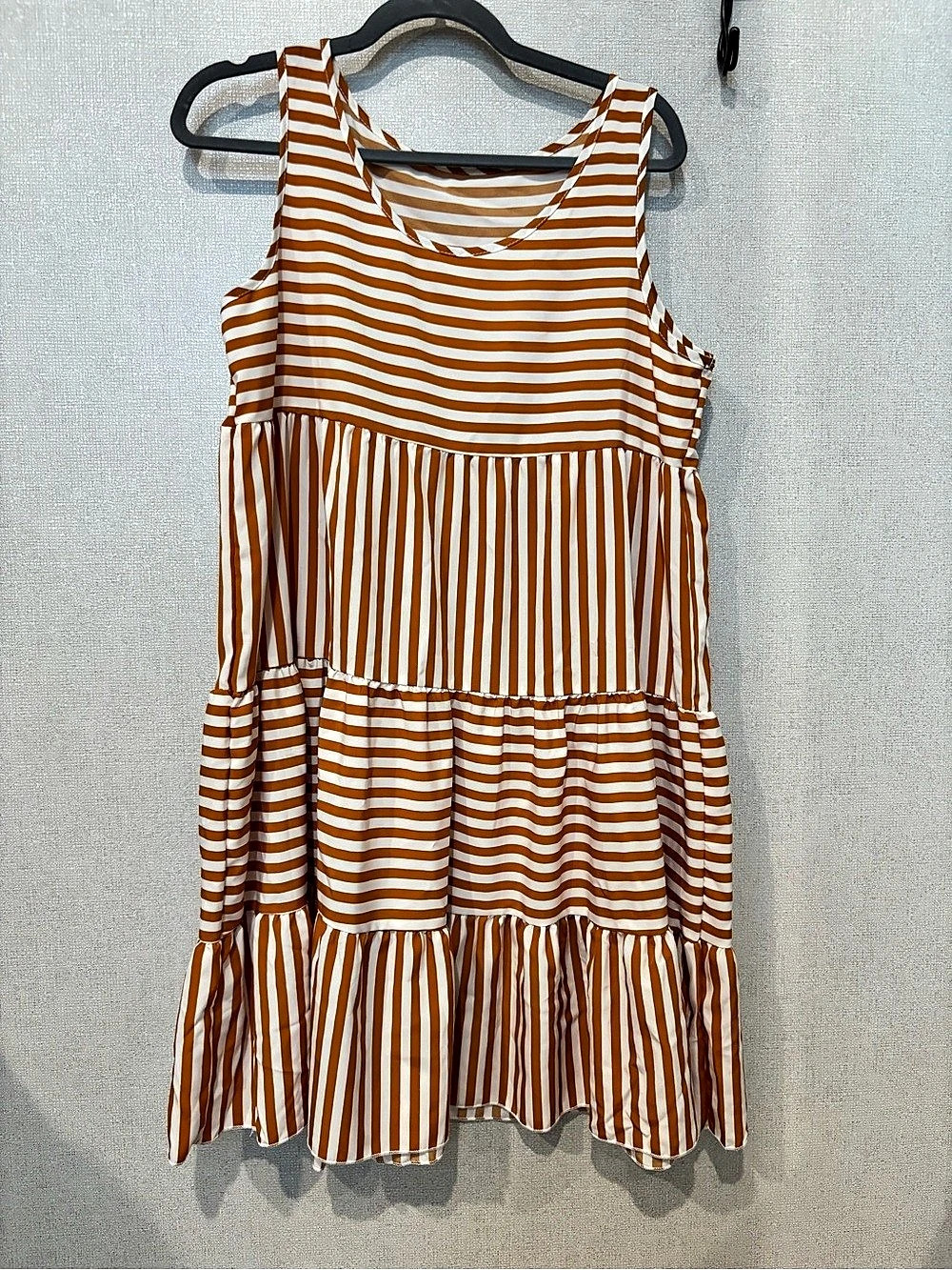 SHEIN Striped Tiered Mini Dress in Orange & White Size: XL Never worn
